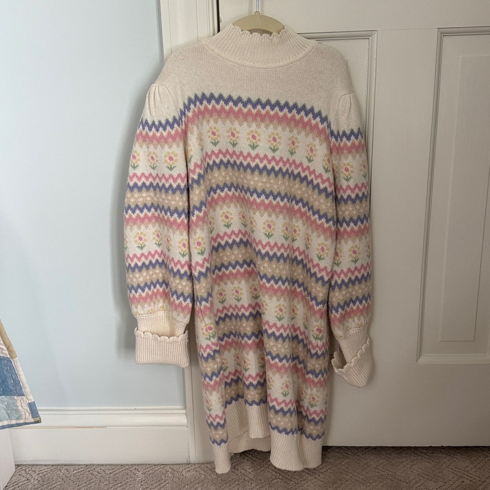 Janie and Jack Cream Knit Sweater dress size 10